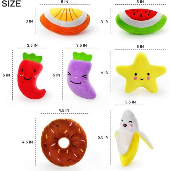 14Pack Dog Squeaky Toys Cute Stuffed Plush Fruits Snacks and Vegetables Dog Toys - Picture 6 of 7